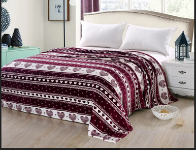 Heartfelt Microplush Blanket - QUEEN - BURGUNDY