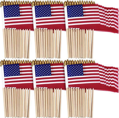 USA 12 x 18-Inch Stick Flag (24- to 75-Pack) - Set of 24 Pcs