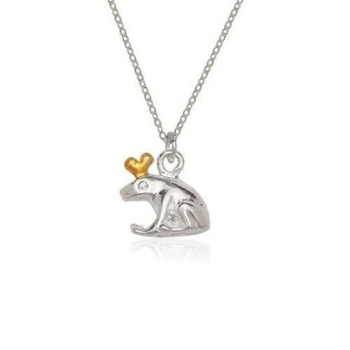 16-Inch Silver High-Polish Finish Frog Pendant & Chain