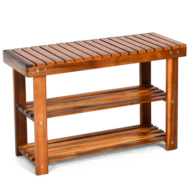 3-Tier Wood Shoe Rack Bench