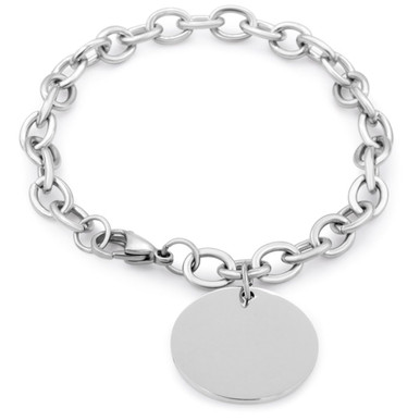 Personalized Dangling Circle Tag Bracelet in Stainless Steel