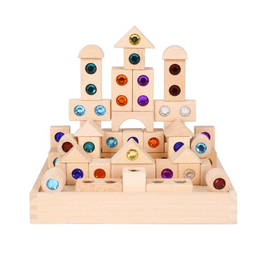 Wooden Gem Building Blocks Set (50-Piece)