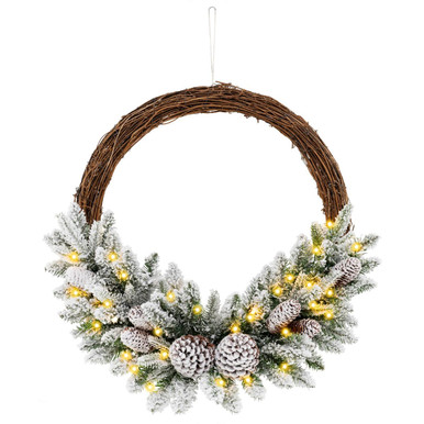 24-Inch Pre-lit Winter Wreath (1- or 2-Pack) - Christmas Wreath -2