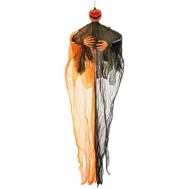 6FT Light-up Hanging Pumpkin Ghost with Red Glowing Eyes