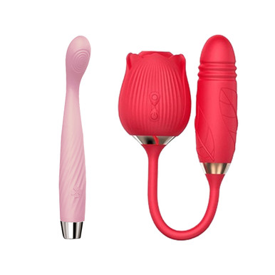 3-in-1 Rose Suction Plus 10-Speed Curved G-Spot Vibrator Set