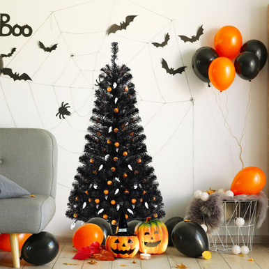 4.5-foot Artificial Tree with 65 Pumpkin and Ghost Decorations