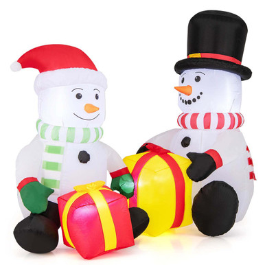 5-Foot Cute Blow-up Snowman Christmas Inflatables with Gift Boxes