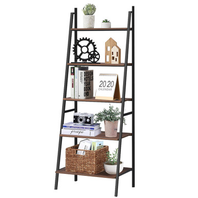 5-Tier Industrial Ladder Bookshelf