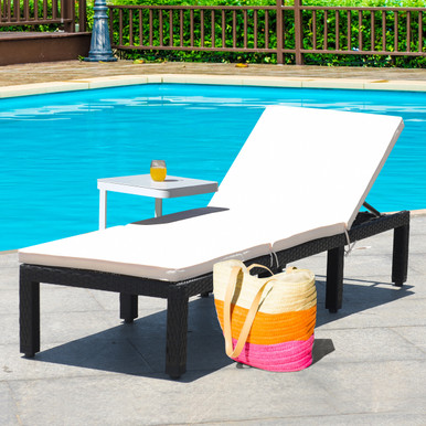 Rattan Cushioned Patio Lounge Chair