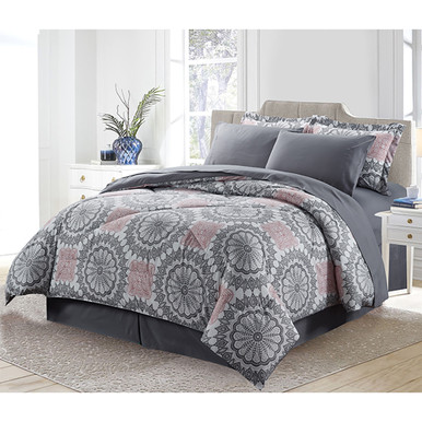 Bibb Home&reg; 8-Piece Printed Down Alternative Comforter Set - King - Verona