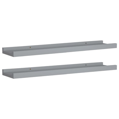 Picture Frame Ledge Shelves 2 pcs Gray 23.6"x3.5"x1.2" MDF