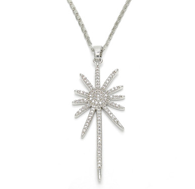 Micro Pave Rhodium Plated Sterling Silver Necklace