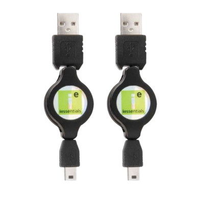 iEssentials Mini USB to USB Fast Transfer Retractable Data Cable (2-Pack)