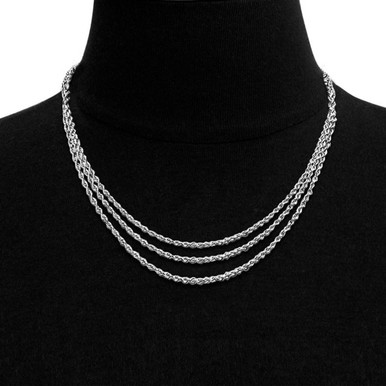 3-Piece Fine Silver Overlay Singapore Necklace Set