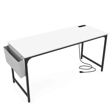60-Inch Computer Desk with Charging Station Storage Bag