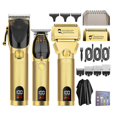 Hair Clippers for Men Professional Barber Trimmer Set Electric Cordless Foil Shavers Razor Cutting Grooming Kit(Gold)