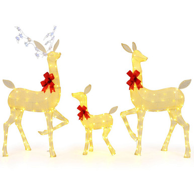 3-Pieces Lighted Family Deer Set