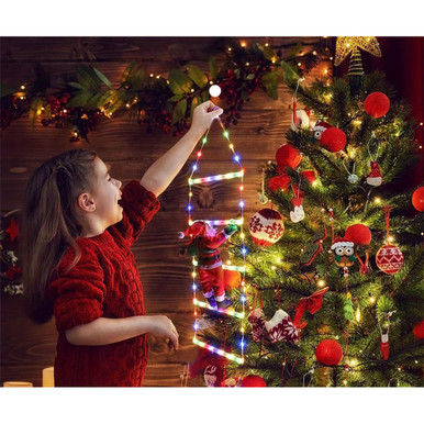 LED Ladder Lights with Climbing Santa Claus
