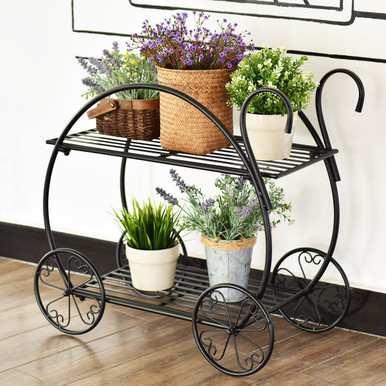 Heavy-Duty Metal Flower Cart Plant Stand
