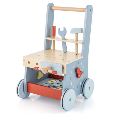 2-in-1 Wooden Baby Push Walker with Multi-Activity Center