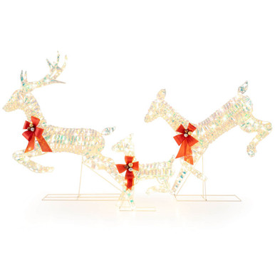 Christmas Lighted Reindeer with Red Bows