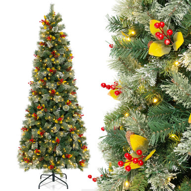 5/7.5/9FT Artificial Christmas Tree with Branch Tips and Festive Charms - Artificial Xmas Tree-7.5FT