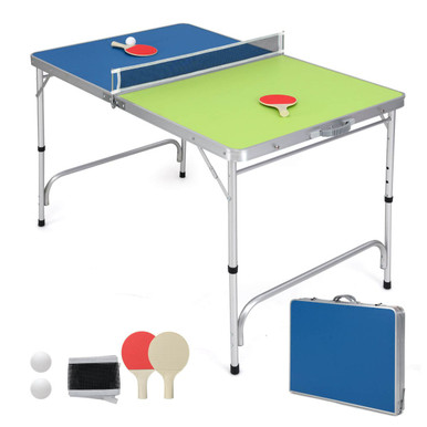 Foldable Ping Pong Table Game Set with Adjustable Height, 47" x 30"
