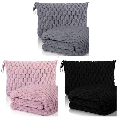 2-in-1 Clip-on Travel Blanket Pillow