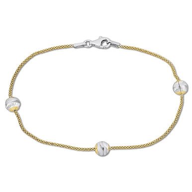 Silver Ball Station Chain Bracelet