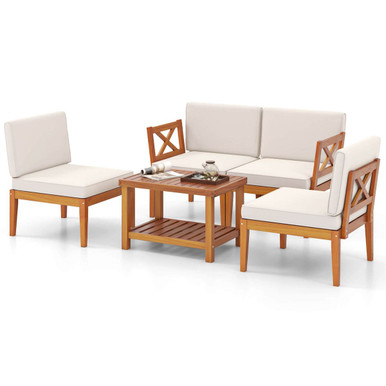 5-Piece Acacia Wood Patio Furniture Set