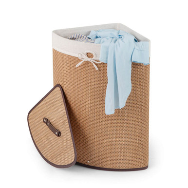 Bamboo Hamper Corner Laundry Basket