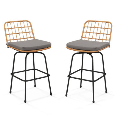 360° Patio Swivel Bar Stools with Backrests (2-Pack)