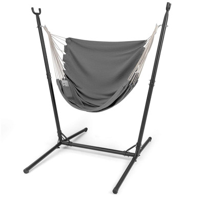 Hammock Chair with Stand 6-Position Adjustable Height and Side Pocket