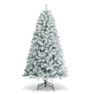 9 ft Snow Flocked Hinged Artificial Christmas Tree - Costway 7.5ft Snow Flocked Hin