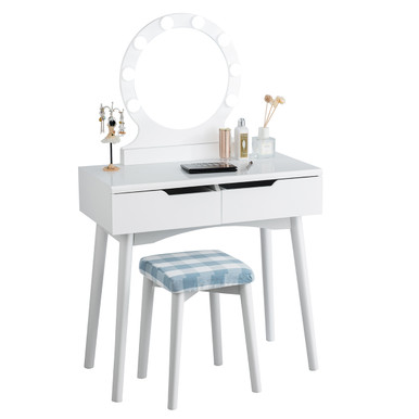 Lighted Vanity Makeup Table with Stool