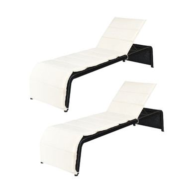 Patio Rattan Chaise Recliner Lounge Chair (Set of 2)