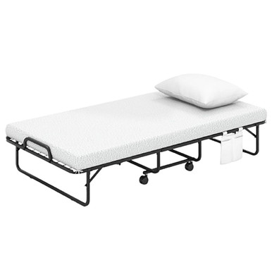 Twin Folding Bed with Memory Foam Mattress and Pillow - Portable Guest Bed
