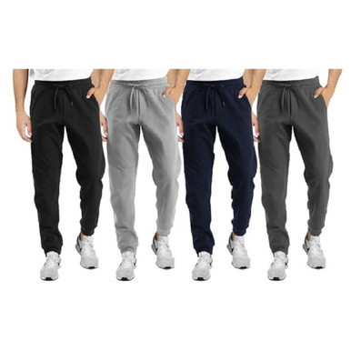 Men's French Terry Joggers with Pockets (4-Pack) - 3X-Large