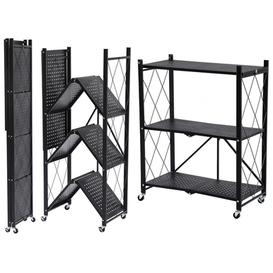 Foldable Storage Shelf with Wheels (3/4/5-Tier Options)