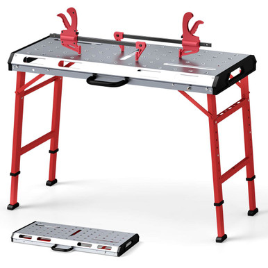 Welding Table with Adjustable Height and 2 Bar Clamps - 42" x 21"