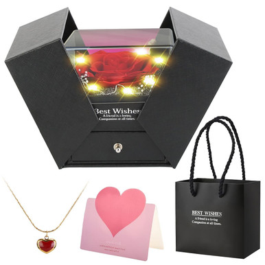 Eternal Rose with Adjustable Heart Necklace
