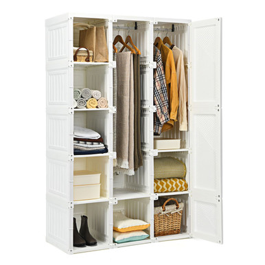 Foldable Armoire Wardrobe Closet with 10 Cubes