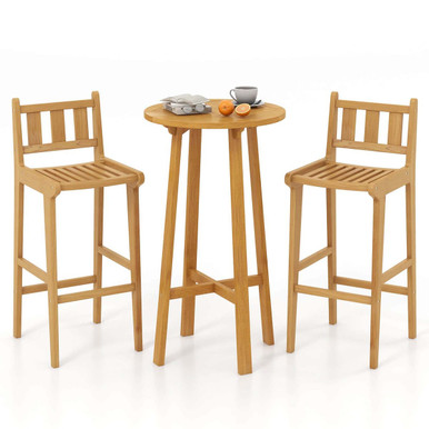 3-Piece Patio Bar Set with 2 Armless Bar Stools