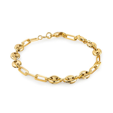 18K Gold Plated Mariner and Paperclip Link Bracelet or Anklet - br3322