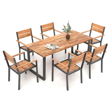 7-Piece Acacia Wood Patio Dining Set