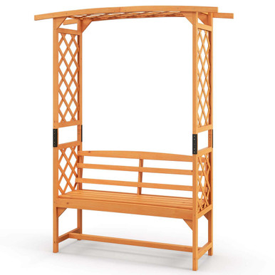 6.5 ft Tall Patio Garden Arbor with 2-Seat Bench