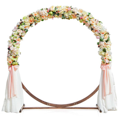 7.4 ft Wooden Round Wedding Arch Arbor Backdrop Stand