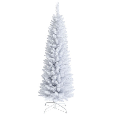 Unlit Artificial Pencil Christmas Tree with Metal Stand - Costway 6ft Unlit Artificial S