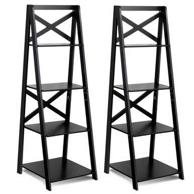 4-Tier Ladder Shelf Leaning Bookcase (2-Pack)