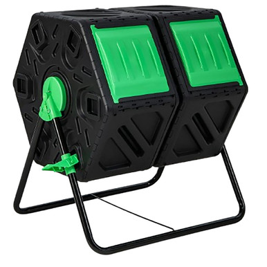 Dual Chamber Garden Compost Tumbler with Sliding Doors